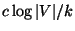 $c \log \vert V\vert/k$