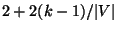 $2+2(k-1)/\vert V\vert$