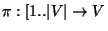 $\pi: [1..\vert V\vert\rightarrow V$
