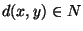 $d(x,y)\in N$