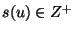 $s(u)\in Z^+$