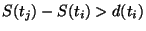 $S(t_j)-S(t_i)>d(t_i)$