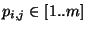 $p_{i,j}\in[1..m]$