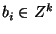 $b_i\in Z^k$