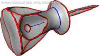 Salient edges of the screwdriver model. Red denotes convex edges, blue concave edges. Cover image of SGP09 Proceedings.