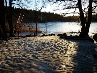 Sand-like snow beach under oblique light