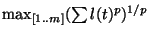 $\max_{[1..m]}(\sum l(t)^p)^{1/p}$